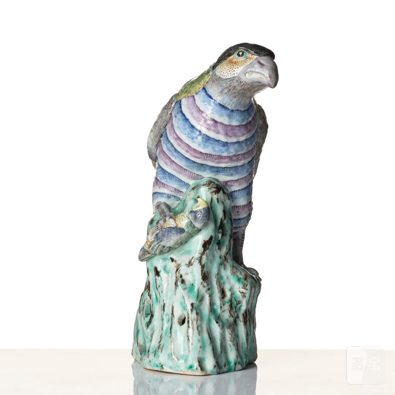 A rare famille rose figure of a hawk with its pray, - 图3